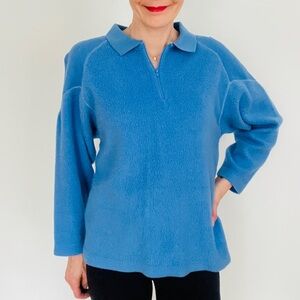 80s Fleece Half-zip Top Blue Vintage Small